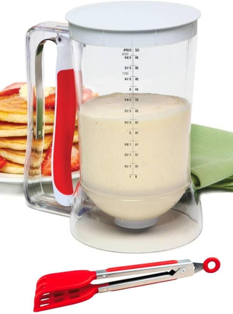 51dgDxO57BL._AC_SL1030_ Waffle Batter Dispenser & Tongs Combo Set – Precise Measuring & Easy Filling for Waffles, Pancakes - Image 1