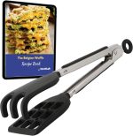 StarBlue Mini Waffle Tongs – 8" Silicone & Nylon Non-Slip Serving Tongs,Dishwasher Safe