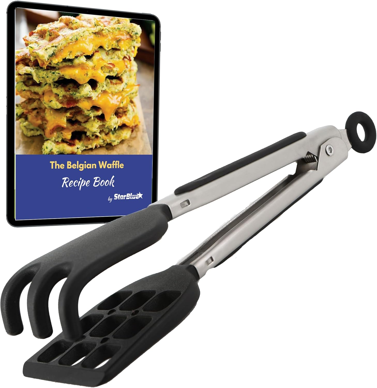 71bYdkcP6uL._AC_SL1500_ StarBlue Mini Waffle Tongs – 8" Silicone & Nylon Non-Slip Serving Tongs,Dishwasher Safe - Image 1