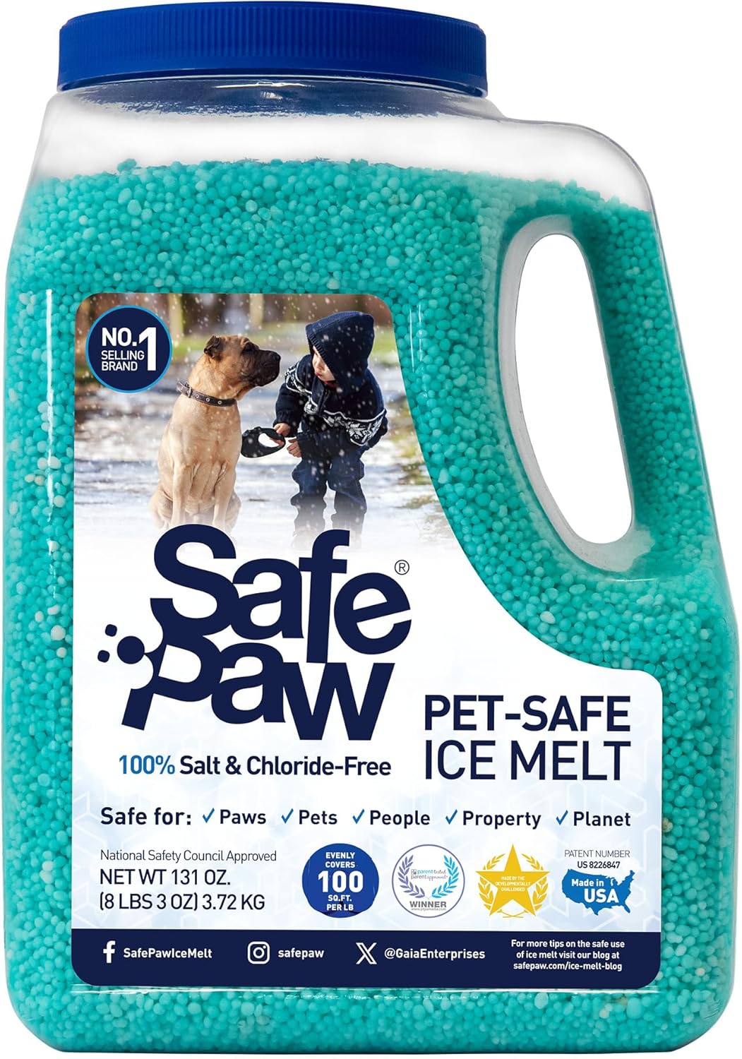 81H-zB3BSwL._AC_SL1500_ Safe Paw 8 lb Pet Safe Ice Melt – Salt & Chloride Free, Non-Toxic, Concrete Safe, - Image 1